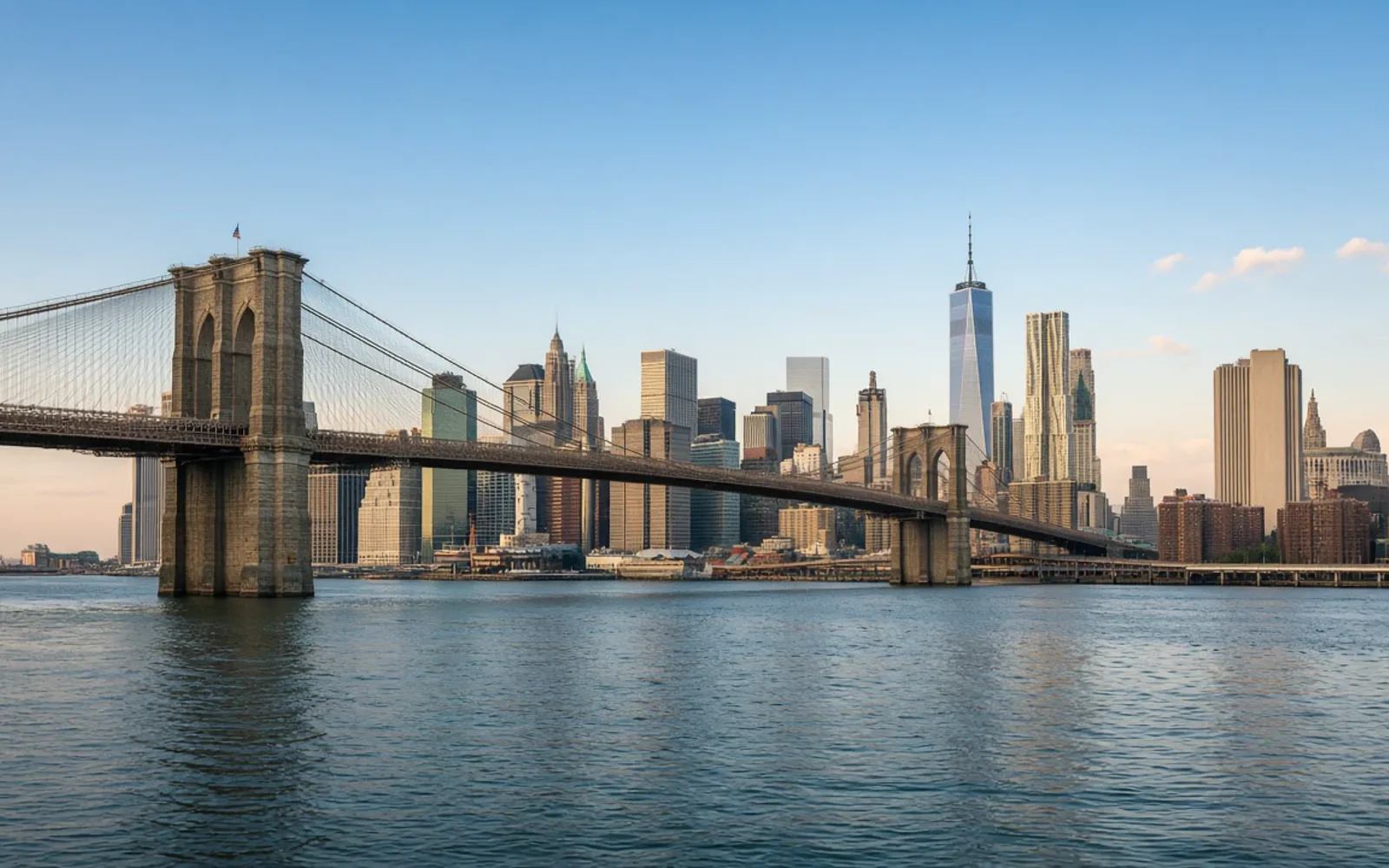 The Brooklyn Bridge and New York Harbor