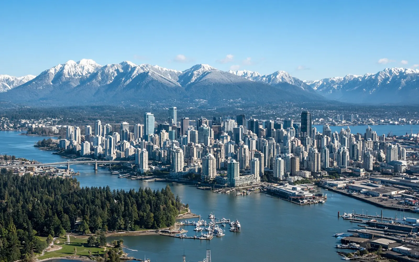 Vancouver harbour and the mountains, Canada