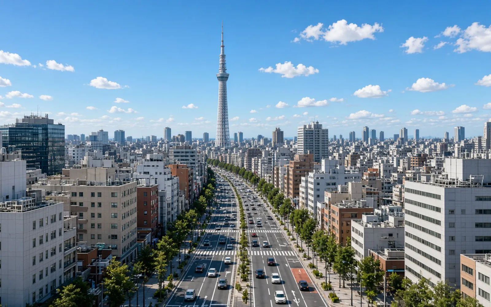 A wide avenue in Tokyo